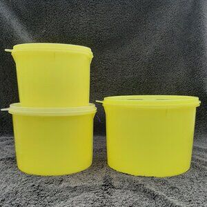 Tupperware Nesting Canister Container With Lids Sheer Yellow Set (3)